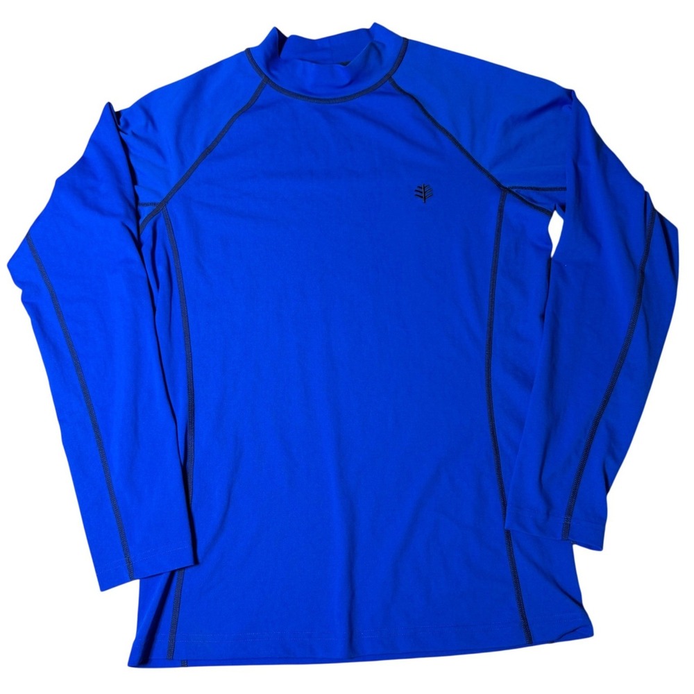 Coolibar Tulum Mens Blue Long Sleeve Rash‎ Guard UPF 50+ Surf Shirt Small 03505